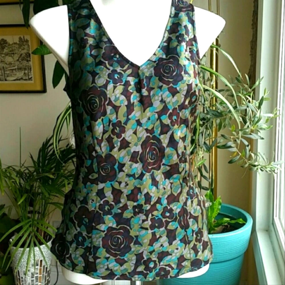 Valerie Stevens Floral Silk Y2K Top Size Medium - Picture 2 of 8